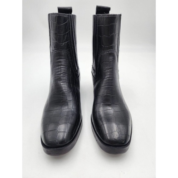 Vintage Foundry Co Main Chelsea Boot Black Leather Croc Embossed Size 7 - Picture 3 of 12